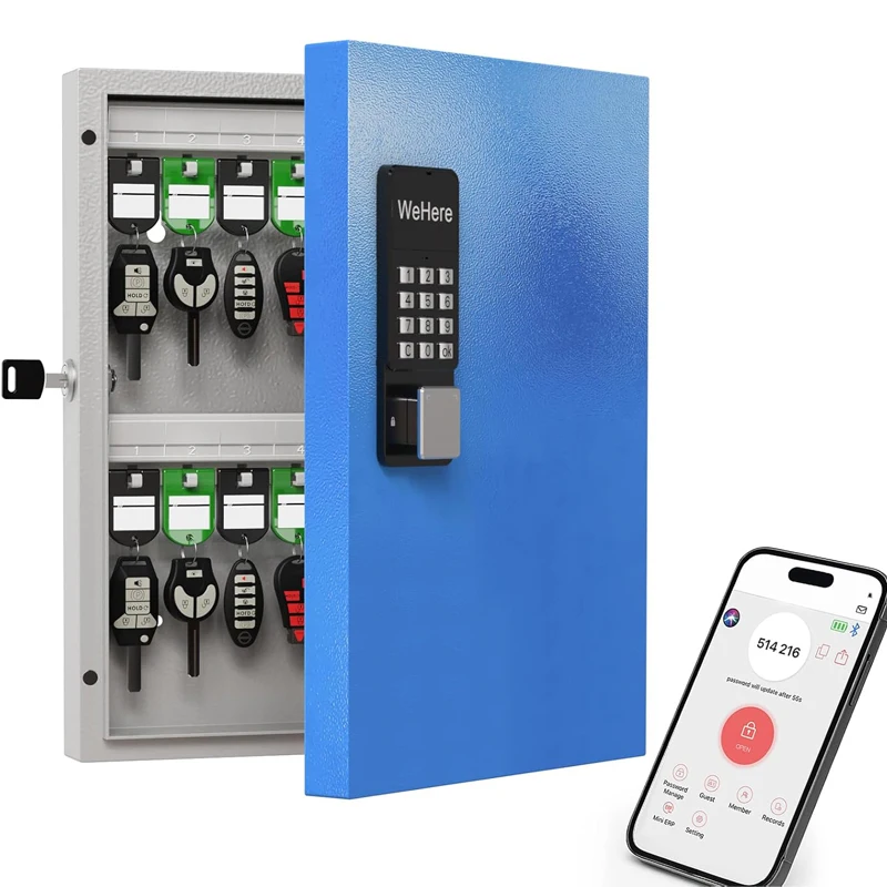

WeHere 32-клавишный замок, Интеллектуальный настенный шкаф для хранения ключей, OTP/APP Bluetooth/безопасное управление ключом с фиксированным кодом