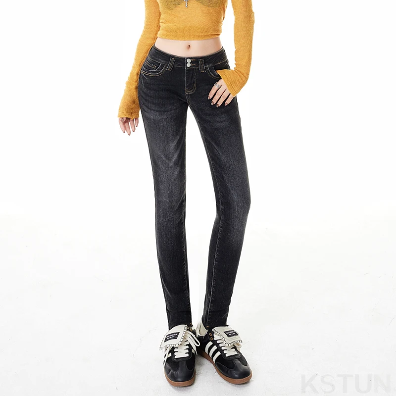 Jean slim élastique taille basse pour femmes, pantalon crayon décontracté à la mode pour filles épicées, Double boutonnage, pantalon amincissant confortable