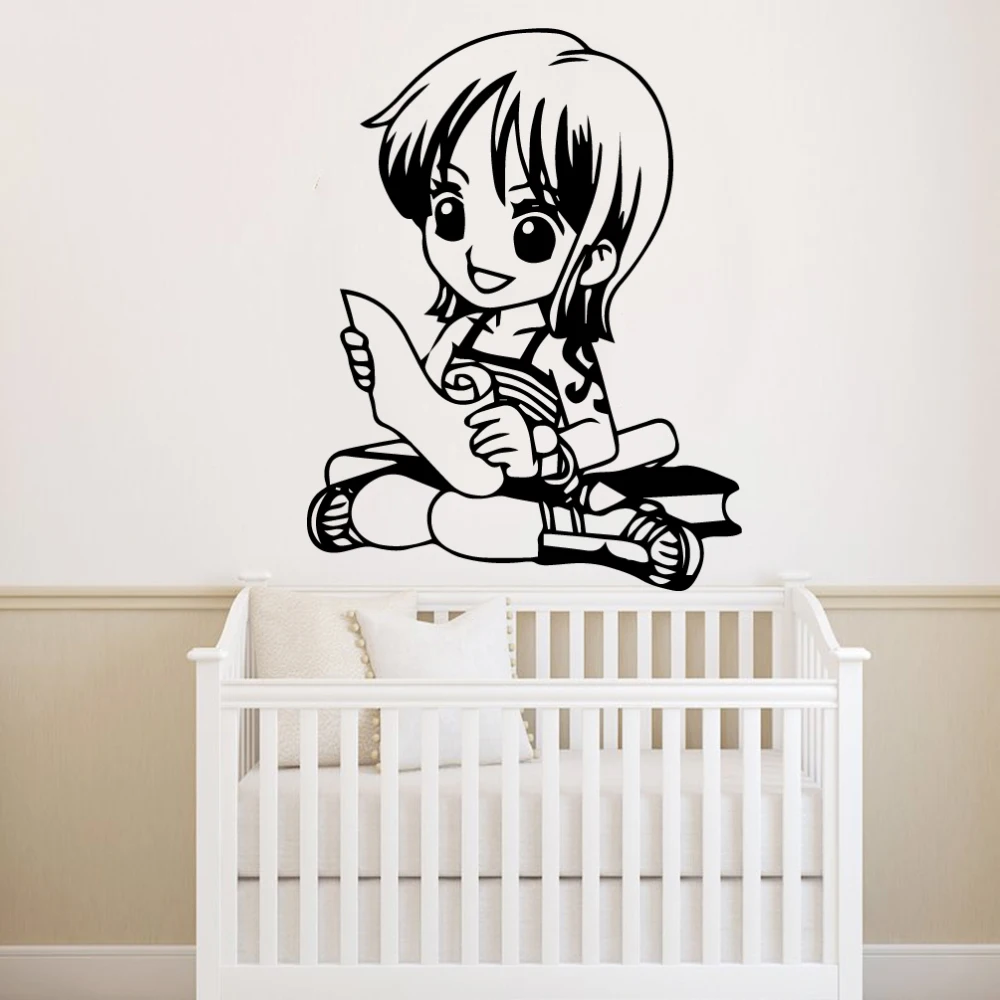 1pc Cartoon Japan anime Pirate Wall Stickers For Kids Room Decor Nami Vinyl Decal Removable Luffy Wall Art Sticker