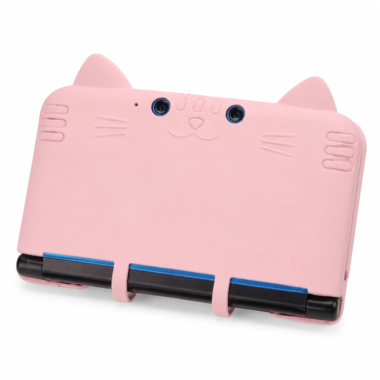 3D-Katzenohren-Silikonhülle für den alten Nintendo 3DS LL XL, vollständige Abdeckung, weiche Hülle, verstärkte Ecken, kratzfest, stoßfest.