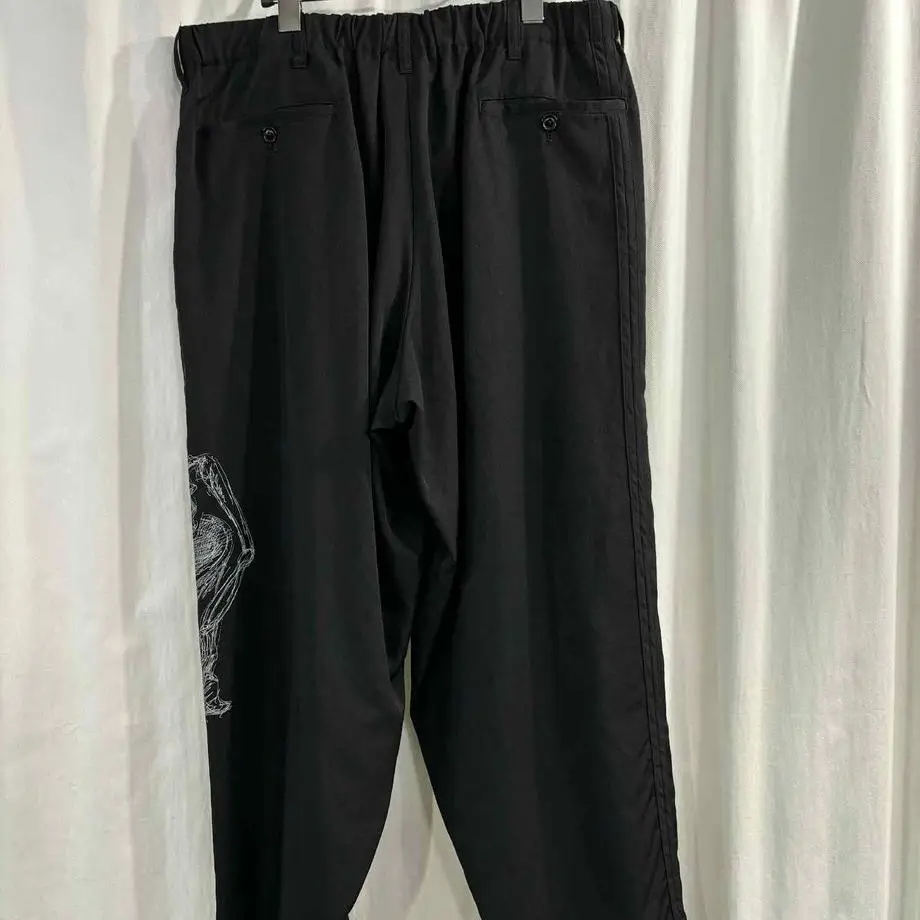 TOP-YAMAMOTO ® Printed Casual Skull Wide-leg Pants for Men - Trendy Brand - Black Workwear Pants