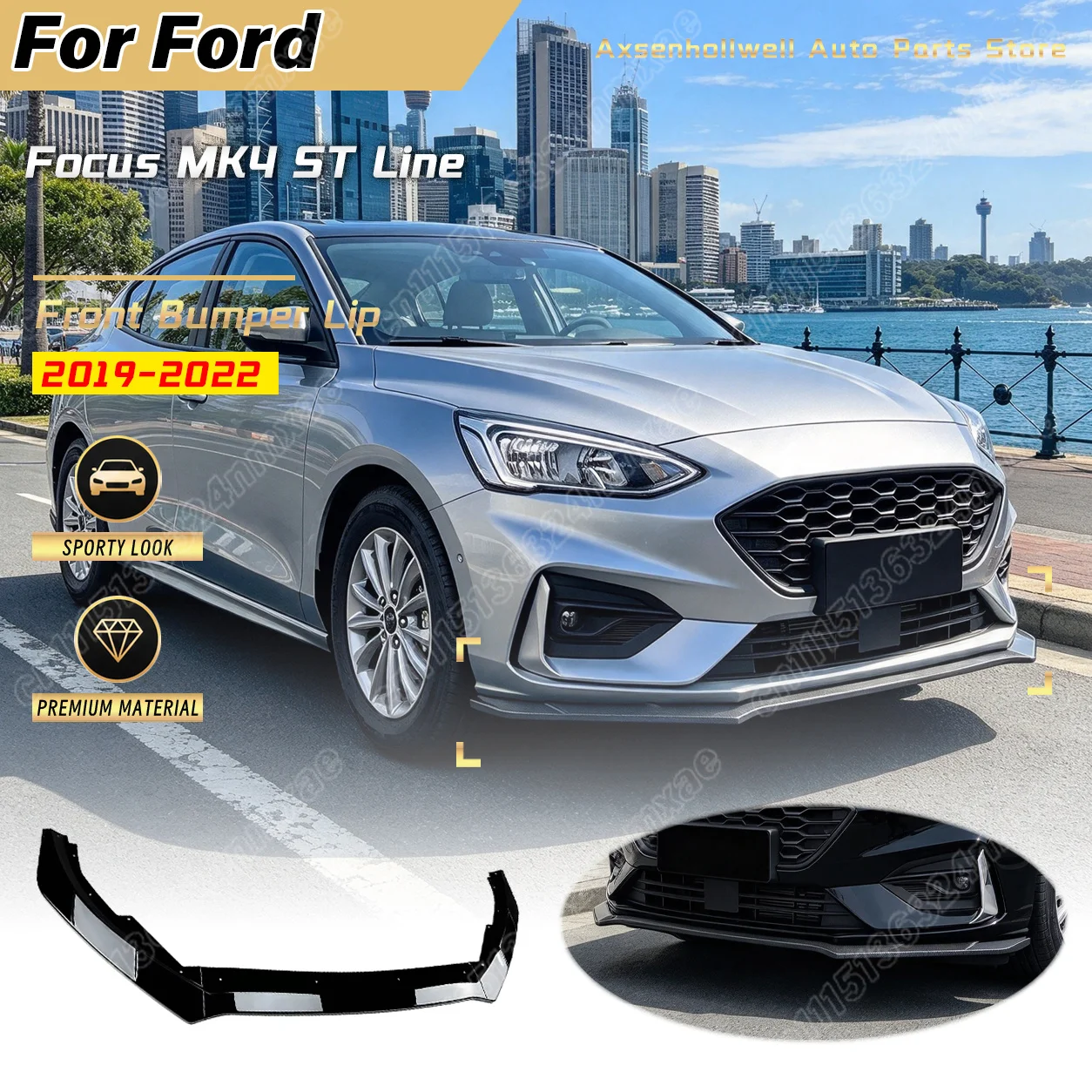 For Ford Focus MK4 ST Line 2019 2020 2021 2022 Front Bumper Lip Car Splitter Exterior Auto Replacement Body Modification Kit