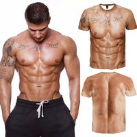 Men's Muscle Tattoo Graphic T-shirts 3D Fake Abs Print Sport Tee Top Muscular Male Body Short Sleeve t-shirt Summer Gym Clothing