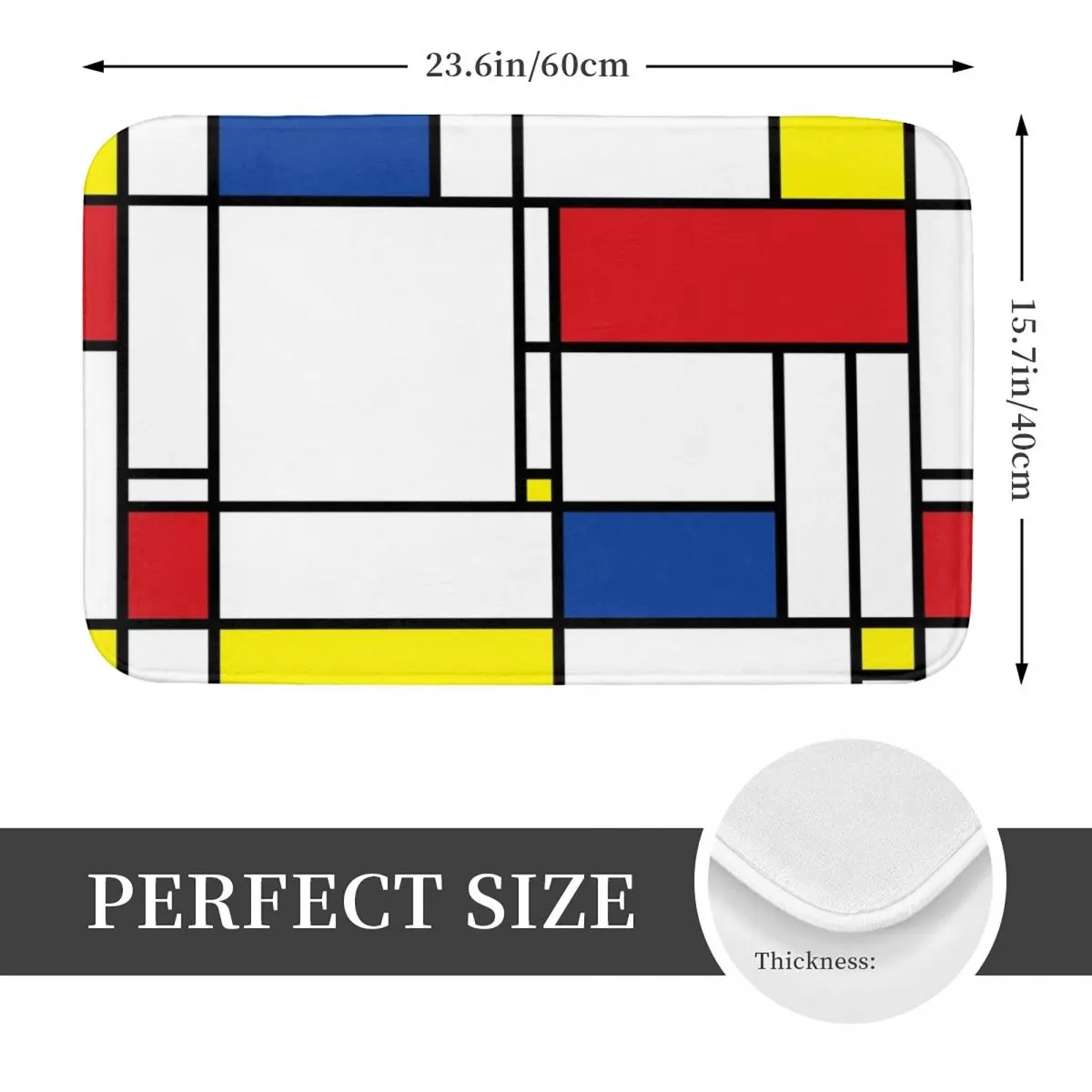 Mondrian Minimalist De Stijl Modern Art Fatfatin Non-slip Doormat Floor Mat Carpet Rug for Kitchen Entrance Home Footpad Mats