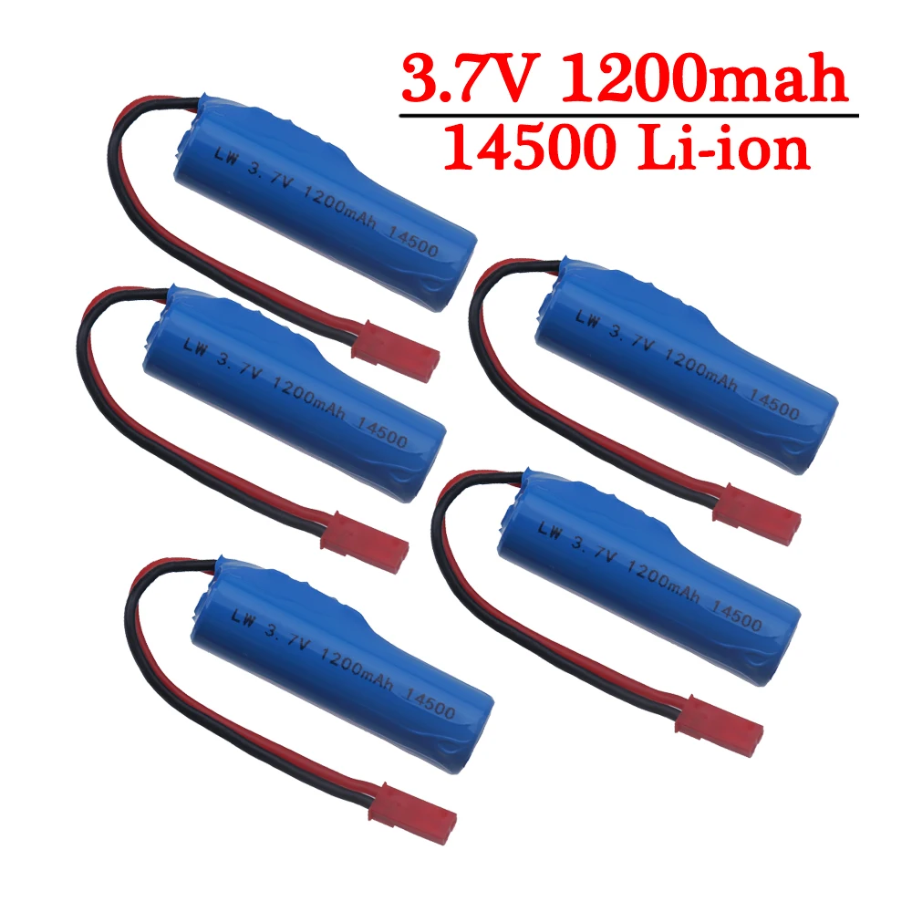 

RC Car Boat Gun Battery JST Plug 14500 3.7V 1200mah Li-ion Battery for Electric Toy RC Drift Car Spare Parts battery 1-10pcs