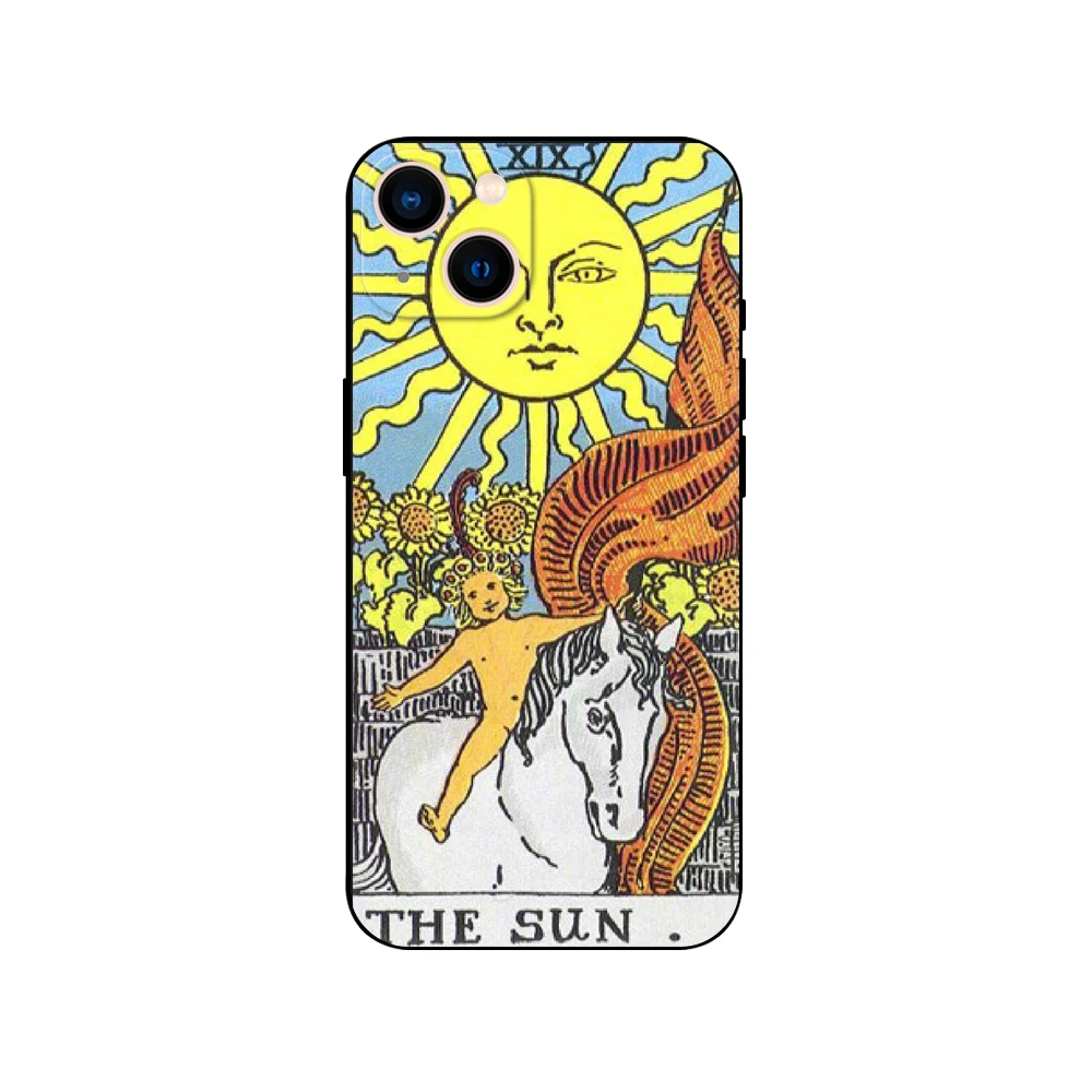 Moon Star Sun Tarot ，phone case for iphone，14 2020se 6 6s 7 8 plus x 10 XR XS 11 12 13 mini pro MAX soft black tpu back cover