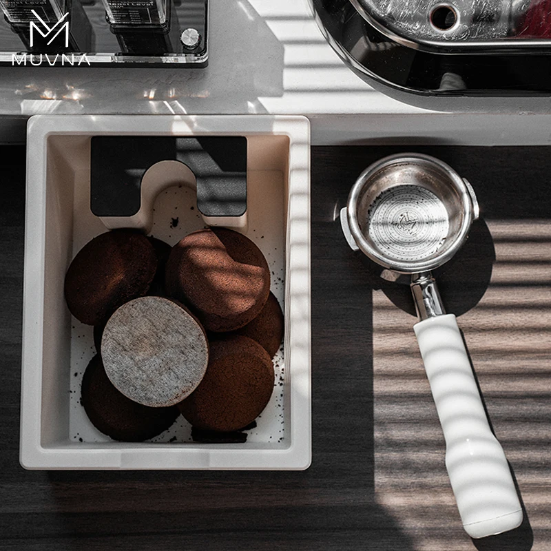 MUVNA Espresso ABS Knock Box, Coffee Distribute and Espresso Tamper Tool, Non-slip Base for Espresso Barista Accessories