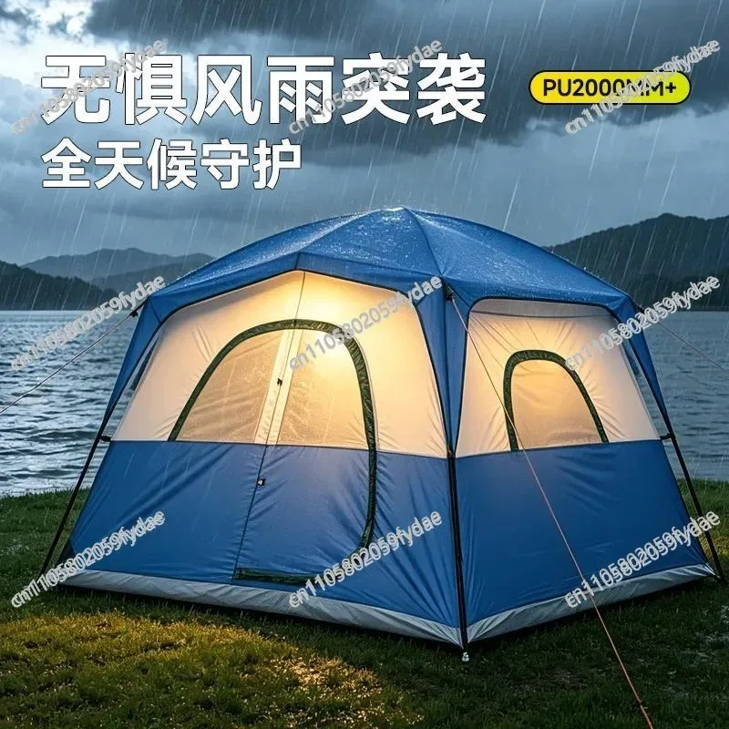 Double Layer Camping Tent Portable Folding Outdoor Roof Tent Rainstorm Windproof Sun Protection for Camping