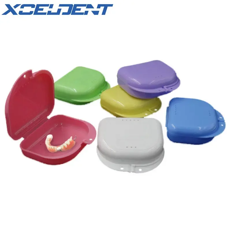 1pc Denture Storage Case Dental Orthodontic Retainer Box Mouthguard Container Supplie Tray Dentistry Supplies 6 Colors Optional