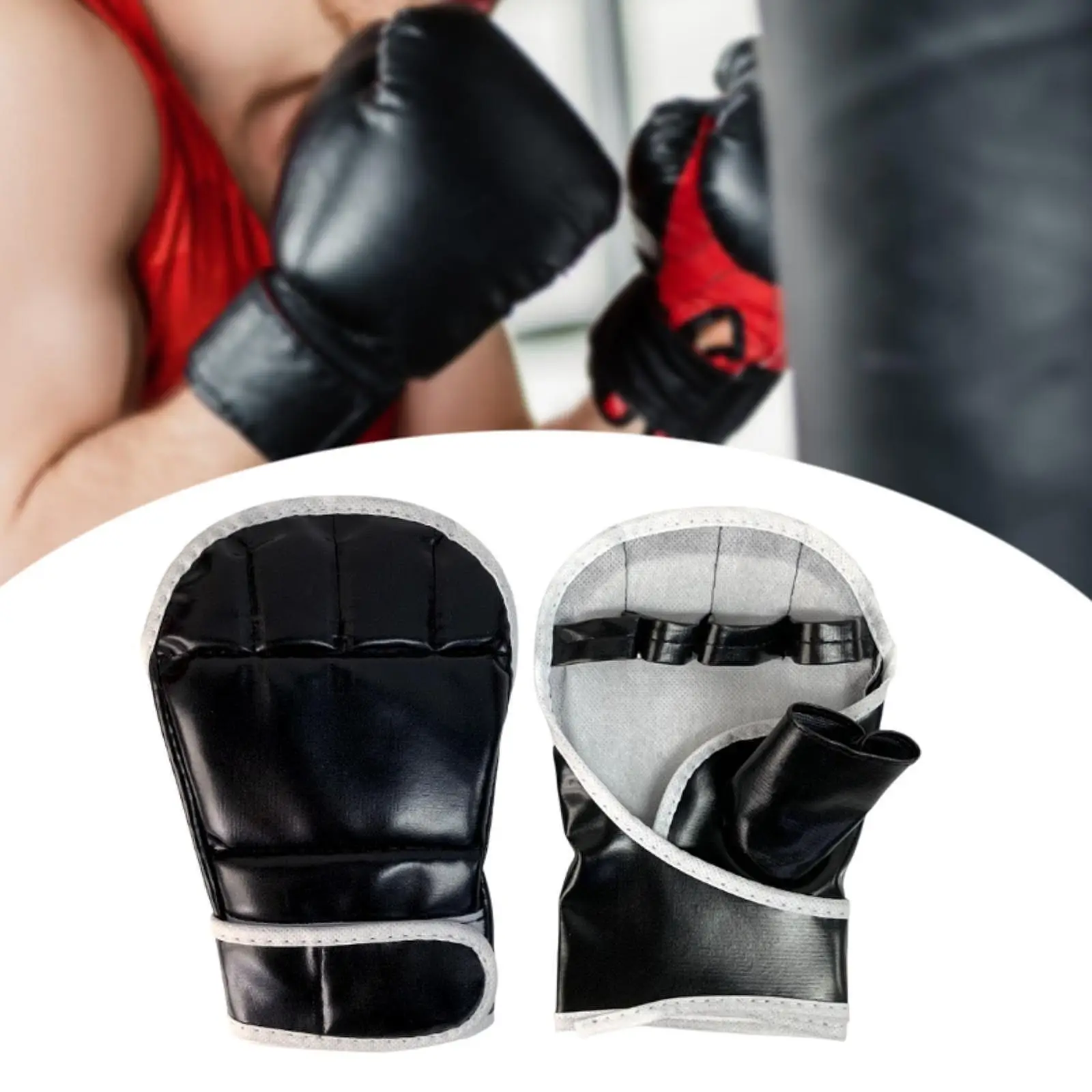 

2 Pieces Half Finger Boxing Gloves Punching Gloves for Mma Muay Thai Sanda