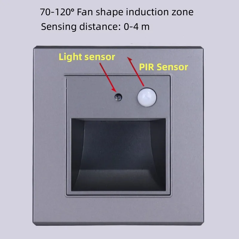 PIR Sensor Led Stair Light Wall Light Recessed Footlight Corridor Step Lamp Motion Induction Wall Lamp AC180-240V