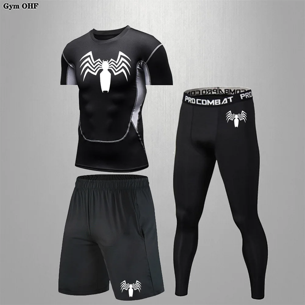 BJJ masculino Sanda Fitness Training Sportswear, Ciclismo, Corrida, Compressão, Secagem Rápida Sports Set, Correndo Rashguard