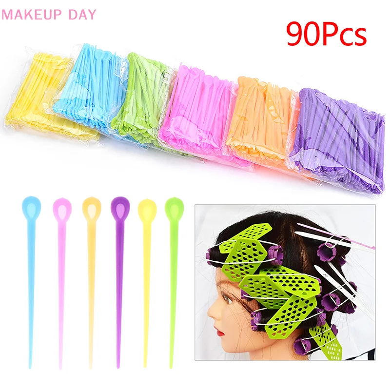 

90PCS Professional Bangs Curly Hair Styling Needle Hair Roller Needle Plastic Perm Pin DIY Hairstyle Fixing Accessories