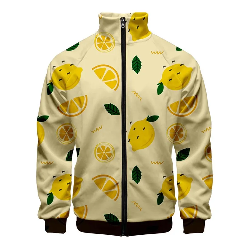 Mens 3D Printed Fruits Pattern Zip Jacket For Men Clothing Funny Mens Designer Clothes Streetwear Coat Tops High Quality Jacket