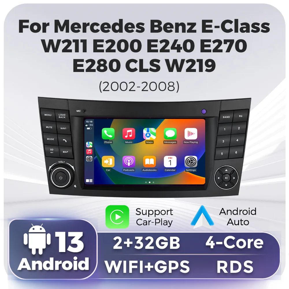 

Авторадио Carplay Android авто для Mercedes Benz E-class W211 E200 E220 E300 E350 E240 E280 CLS CLASS W219 GPS стерео аудио Wi-Fi автомагнитола 2дин android магнитола для авто андроид магнитола 2 din магнитола android