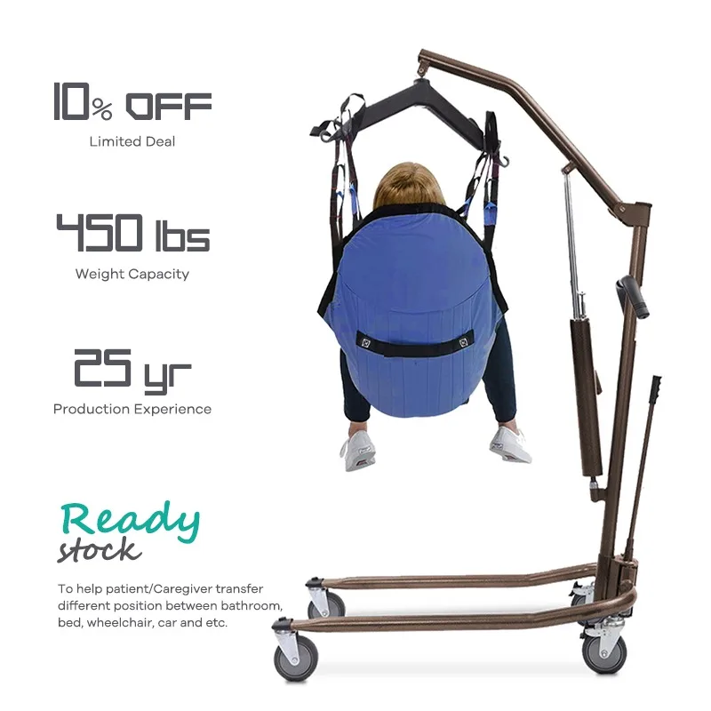 Portable Steel Patient Lifting Crane Nursing Home Use Wheelchair to Car Transfer Device Patient Transfer Lifter