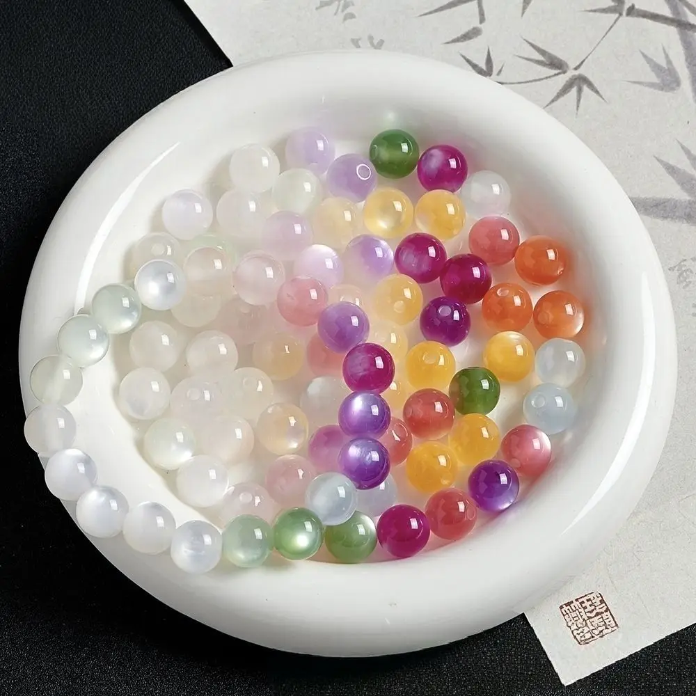 100pcs UV Reactive Beads Cat Eye Effect Rainbow Rose Loose Spacer Beads for Jewelry Making