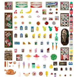 MOC City Daily Food Beverages Printed Building Blocks Sushi Vegetables Fruits Bricks Model Figures Parts DIY Toys Children Gifts