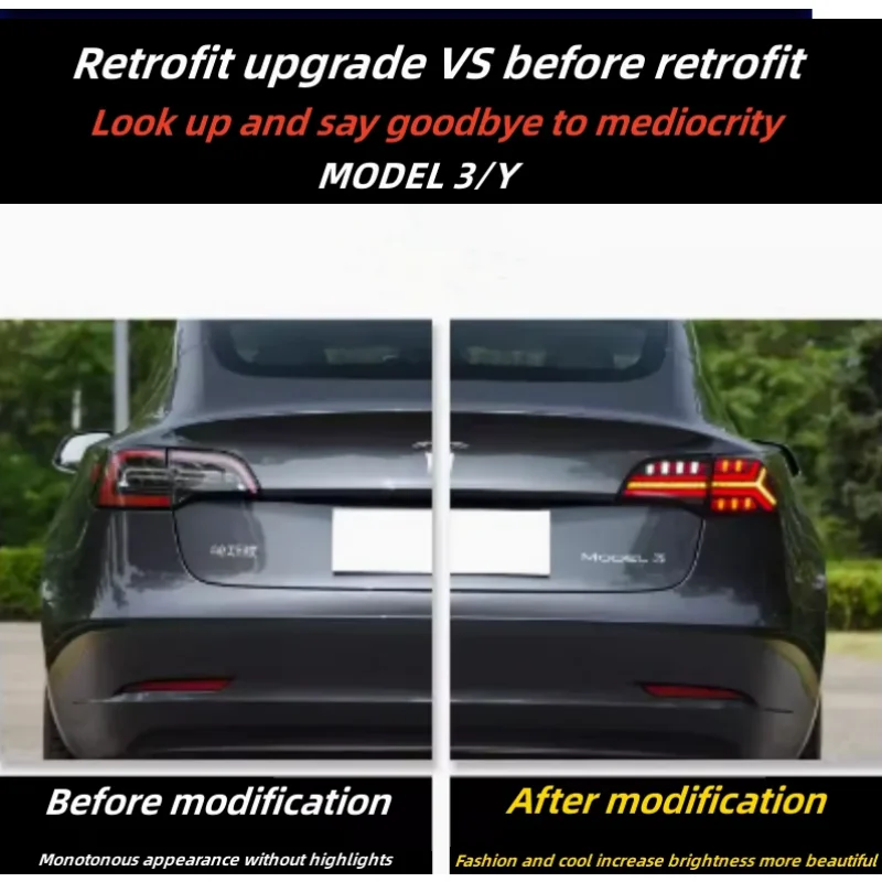 Car taillights for Tesla model 3/Y taillights upgraded fishbone style