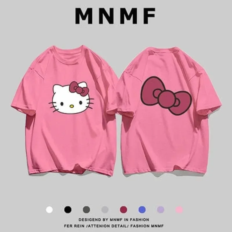 Hello Kitty New Spring And Summer Men Women Cartoon T-shirt Girls Cotton Breathable T Shirt For Men Boys Casual Short-sleeved