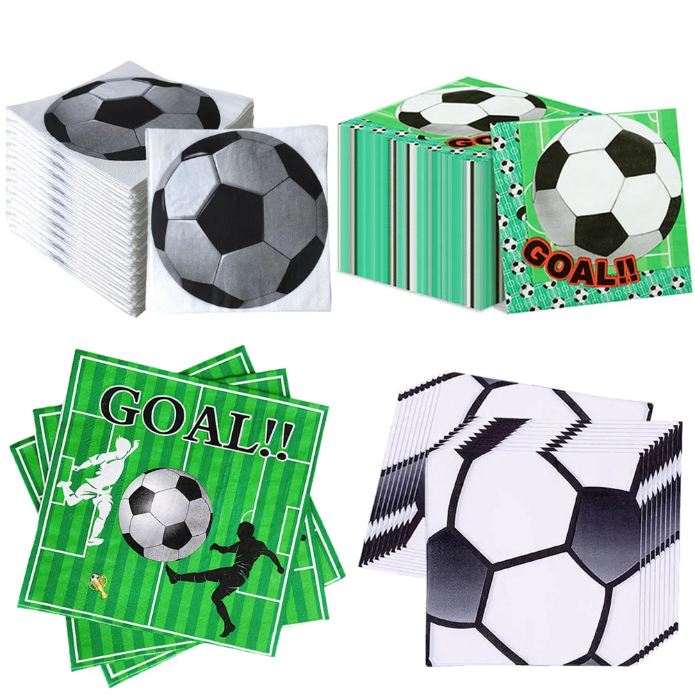 20/40/60/80pcs Soccer Ball Napkins Soccer Birthday Party Disposable Paper Napkins for Soccer Party Kid's Birthday Decoration