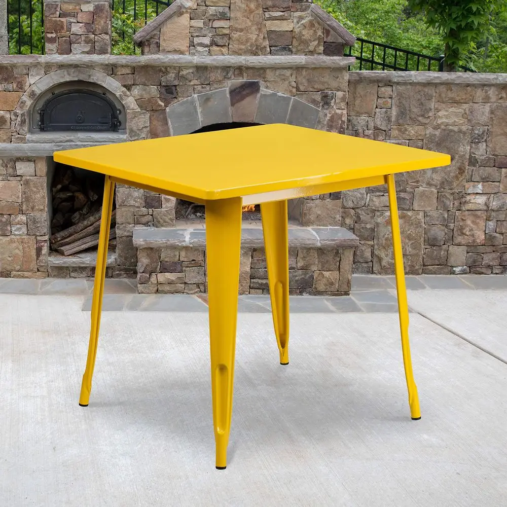 

Commercial Grade 31.5 Square Yellow Metal IndoorOutdoor Table