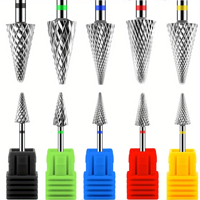 Punta da trapano per unghie professionale a forma di cono in metallo duro 3/32 "fresa per manicure utensile per accessori per trapano elettrico con fresa rotativa