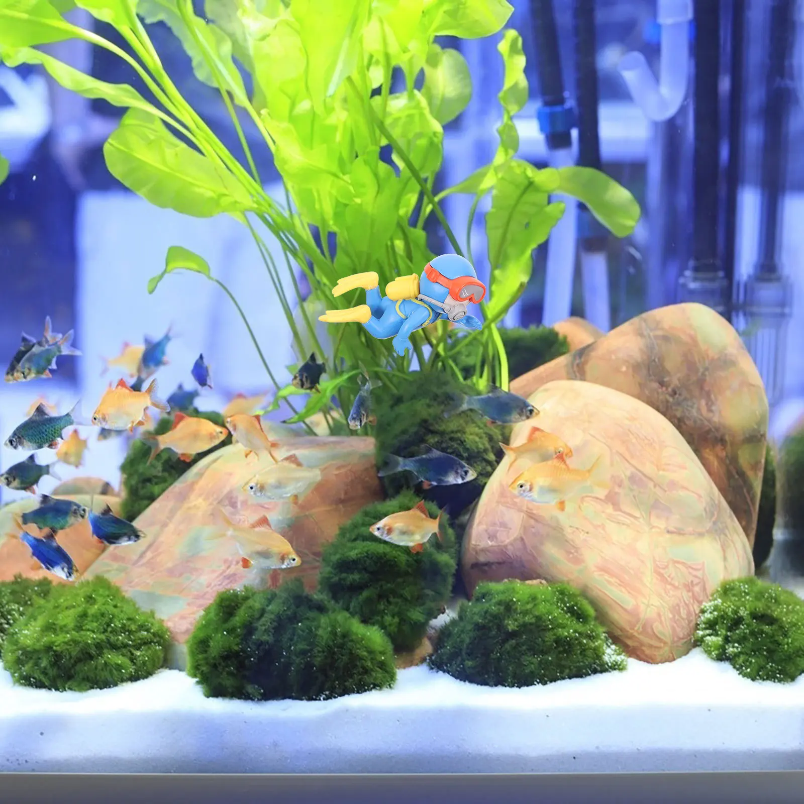 

Cartoon Diver Aquarium Decoration Floating Ornament Safe Resin Material Fish Tank Accessory Floating Diver Ornament