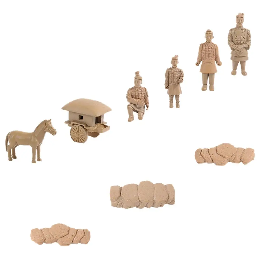 Terracotta Warriors Figurine and Horses Decoration Soldier Army Pvc Adornment Travel