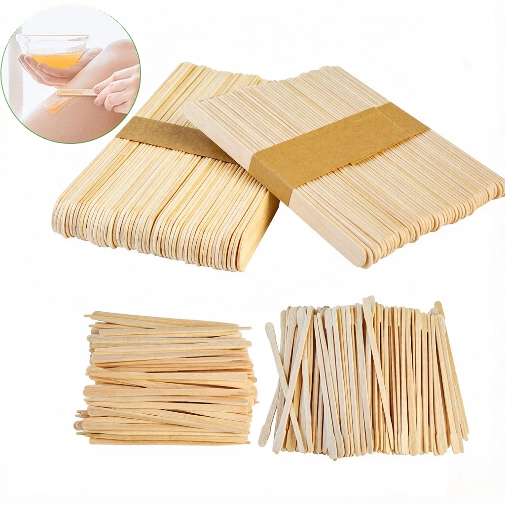 200/100 bâtonnets de cire en bois, spatule d'épilation pour le visage, le corps et les sourcils, applicateur de beauté lissant