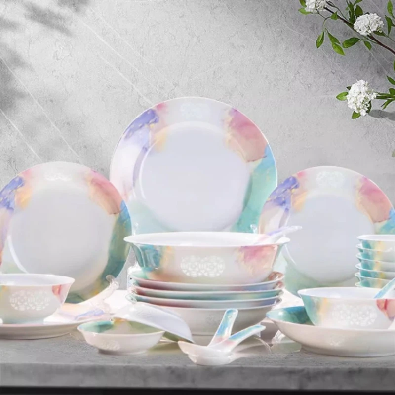 

colorful serving dishes set wedding party plates dinner sets china fine bone dinnerware aparelho de jantar Complete tableware