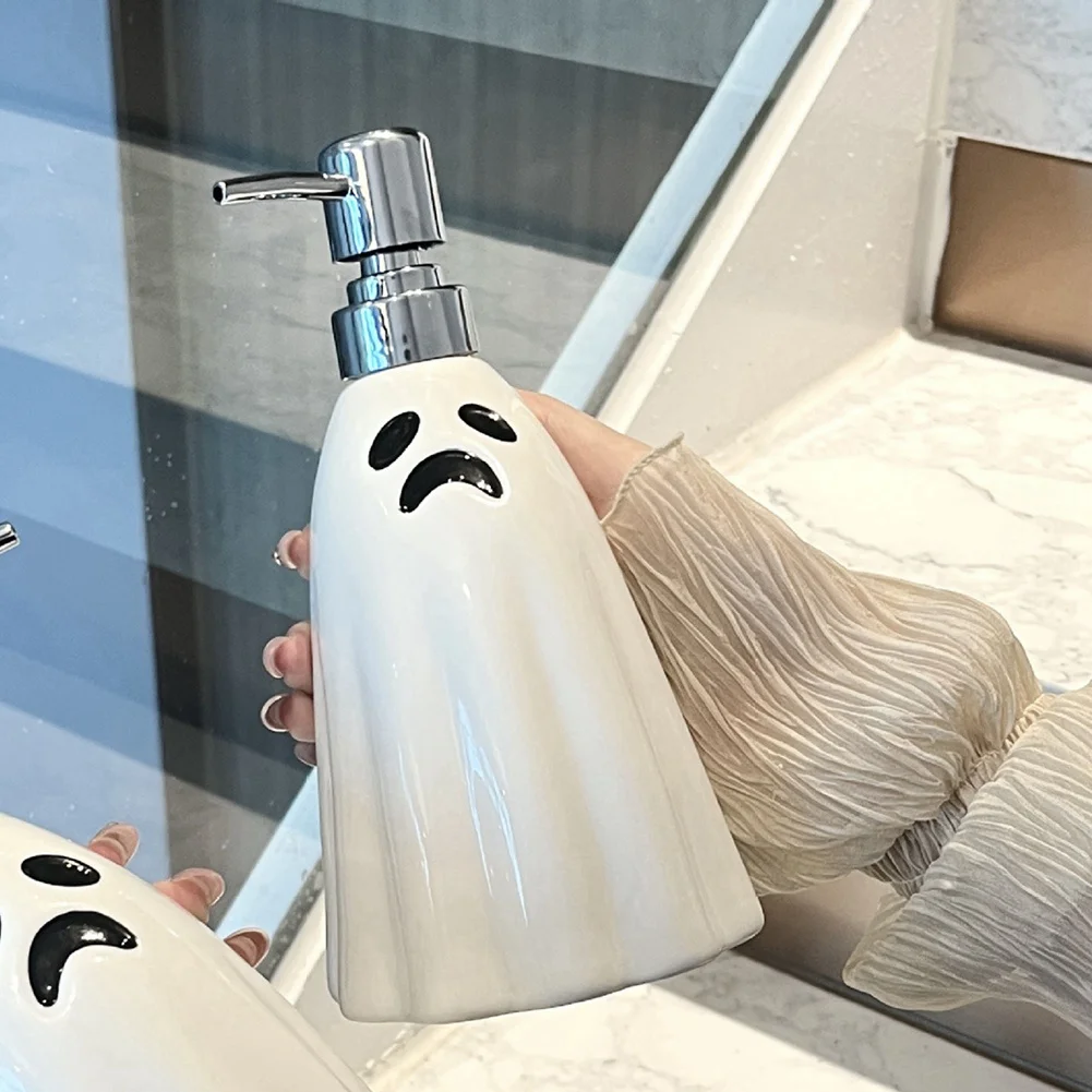 ABRB-ハロウィンゴーストソープディスペンサー、詰め替え可能なゴーストソープディスペンサー、バスルーム、寝室、キッチン用
