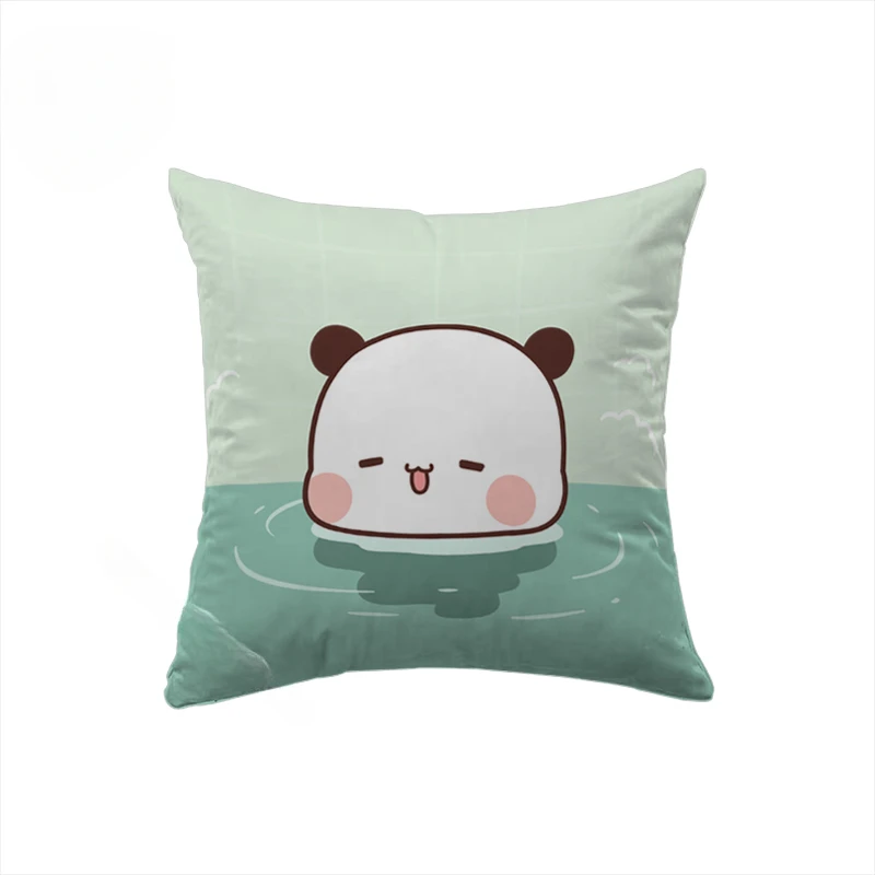 Bubu Dudu Panda Print Pillow Case Cartoon  Kawaii Cushions Cover Square Sofa Decorative Peachskin Pillowcase Home Decor Gifts