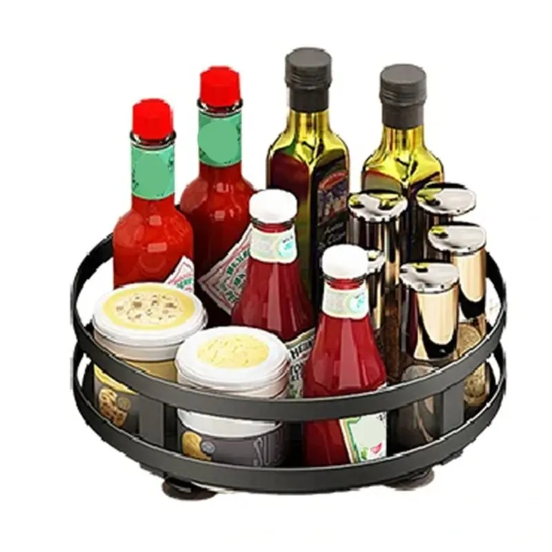 

Вращающаяся на 360 градусов подставка для специй ABLQ, нескользящий лоток из углеродистой стали для хранения специй и кухонных принадлежностей