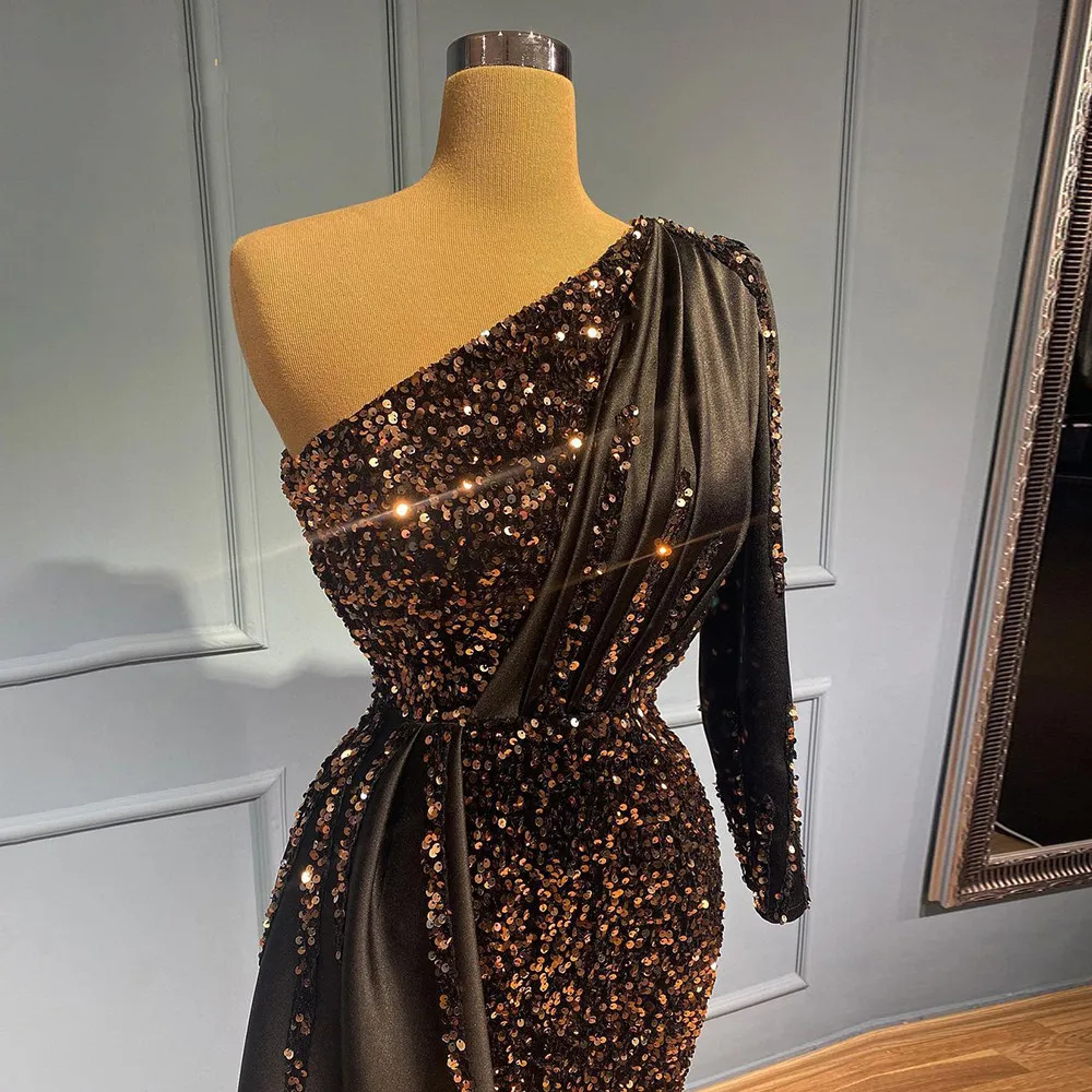 Vestido de noche para mujer, vestido de noche con un hombro y lentejuelas, vestido largo elegante para fiesta de boda, sirena, graduación 2022