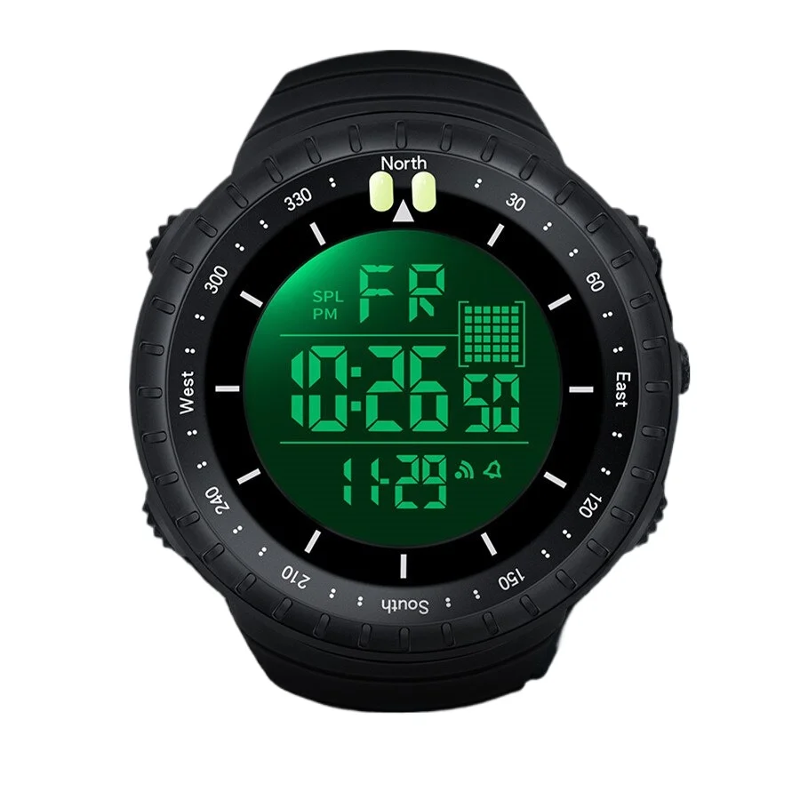SYNOKE/Watch الرياضة في الهواء الطلق متعددة الوظائف مقاومة للماء والصدمات شاشة كبيرة عرض مضيئة LED ساعة رقمية للرجال