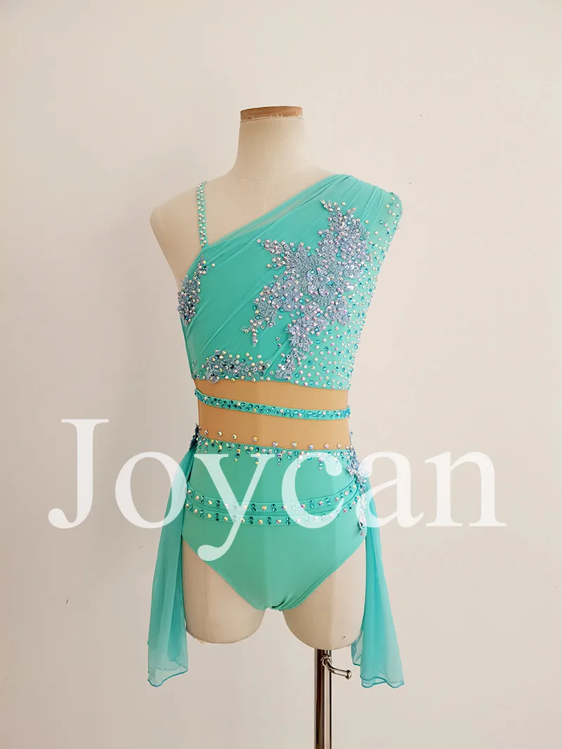

Юбка для лирического танца JoyCan для девочек, костюм для джазовых танцев, зеленый костюм для танца на пилоне, юбка для выступлений на соревнованиях, JC391