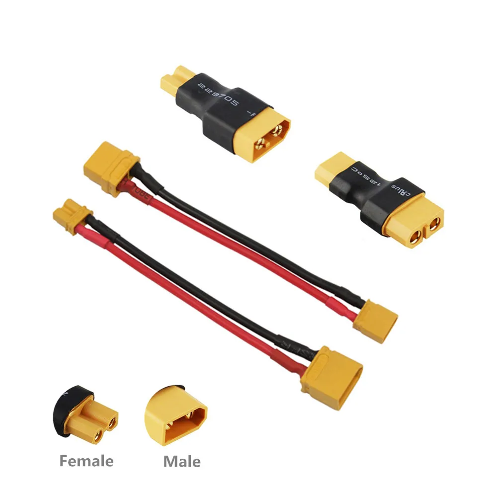 1szt XT60 do XT30 Adapter złącza męskiego/żeńskiego 10CM 16AWG Silikonowy przewód do RC FPV Quadcopter CineLog35 Drone Parts