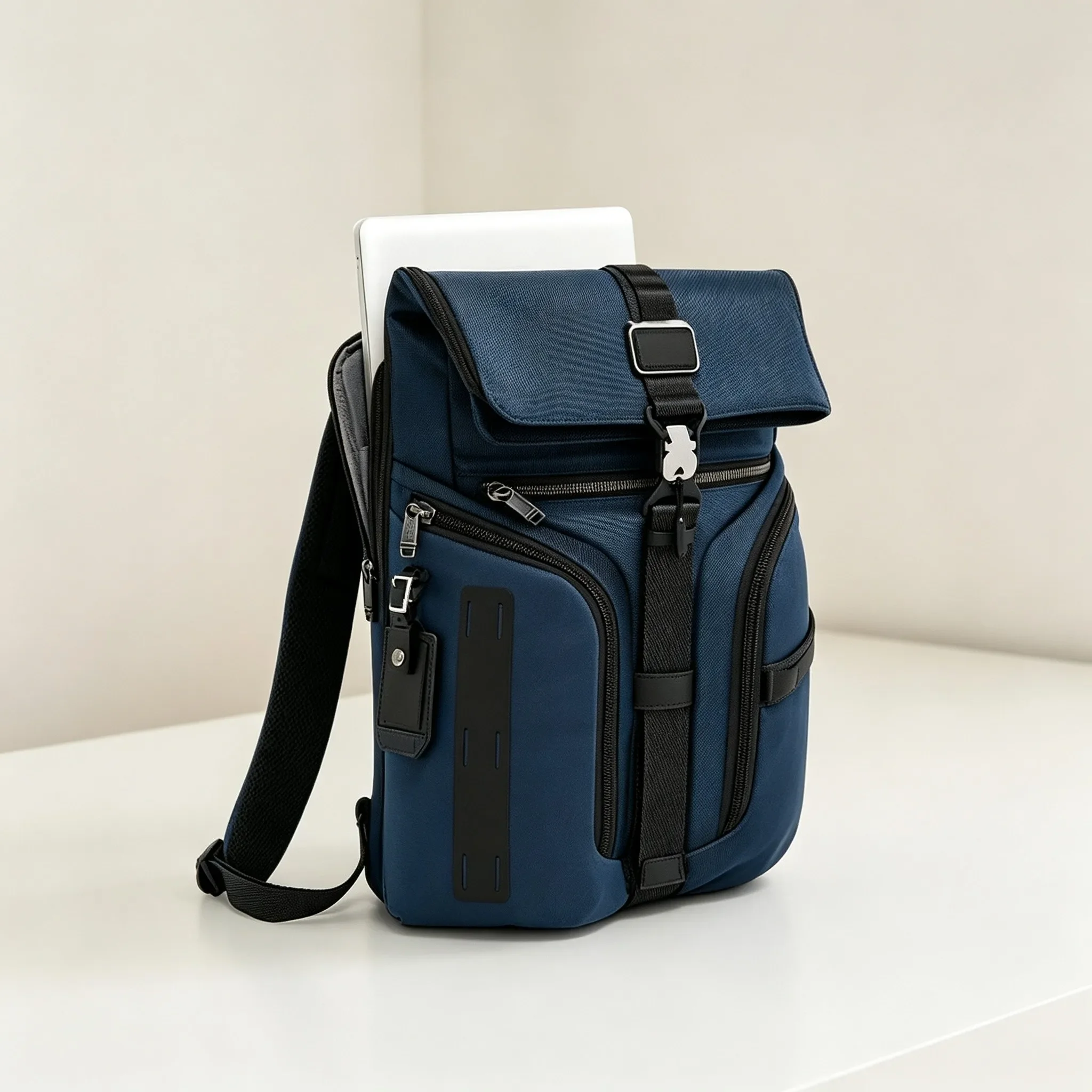 Sleek Large Capacity Nylon Daypack for Men, Business Casual Backpack for Work & Travel