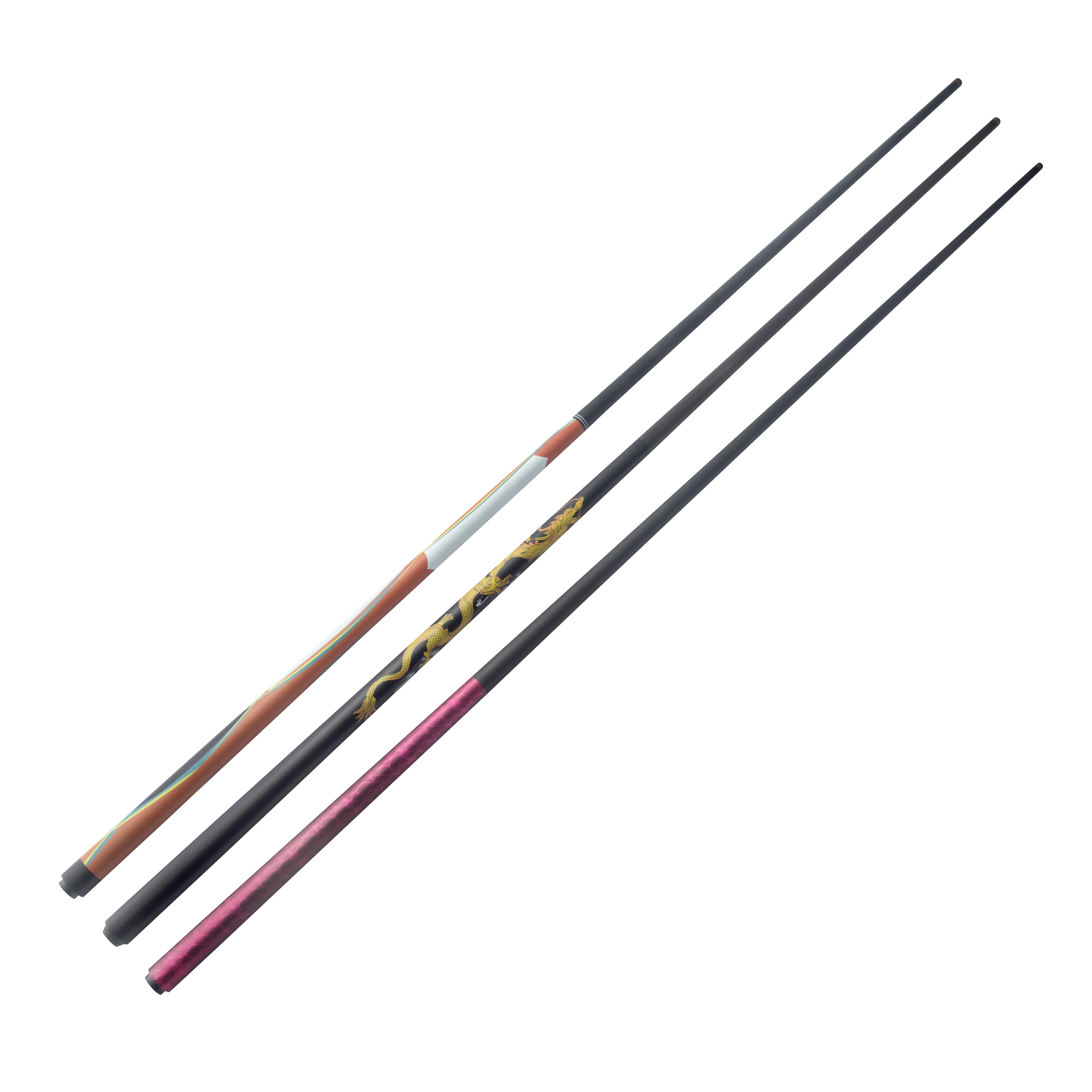 OEM custom durable carom & snooker cues, 9.8mm tip, 1/2 split design.