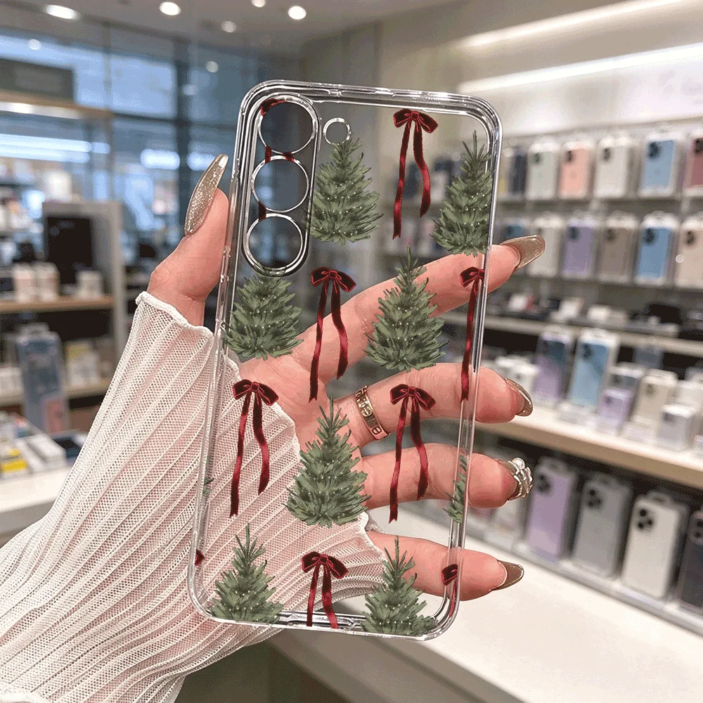 Mini Tree Bows Ultra Thin Clear TPU Phone Case For Samsung Galaxy S26 S25 S24 S23 Ultra FE A14 A24 A34 A54 Back Cover