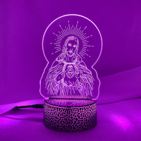 3D Acrylic LED Night Lights Illusion Jesus Christ Optical Lamps Lighting Inshallah Christian God USB Touch Luminous Novelty Gift
