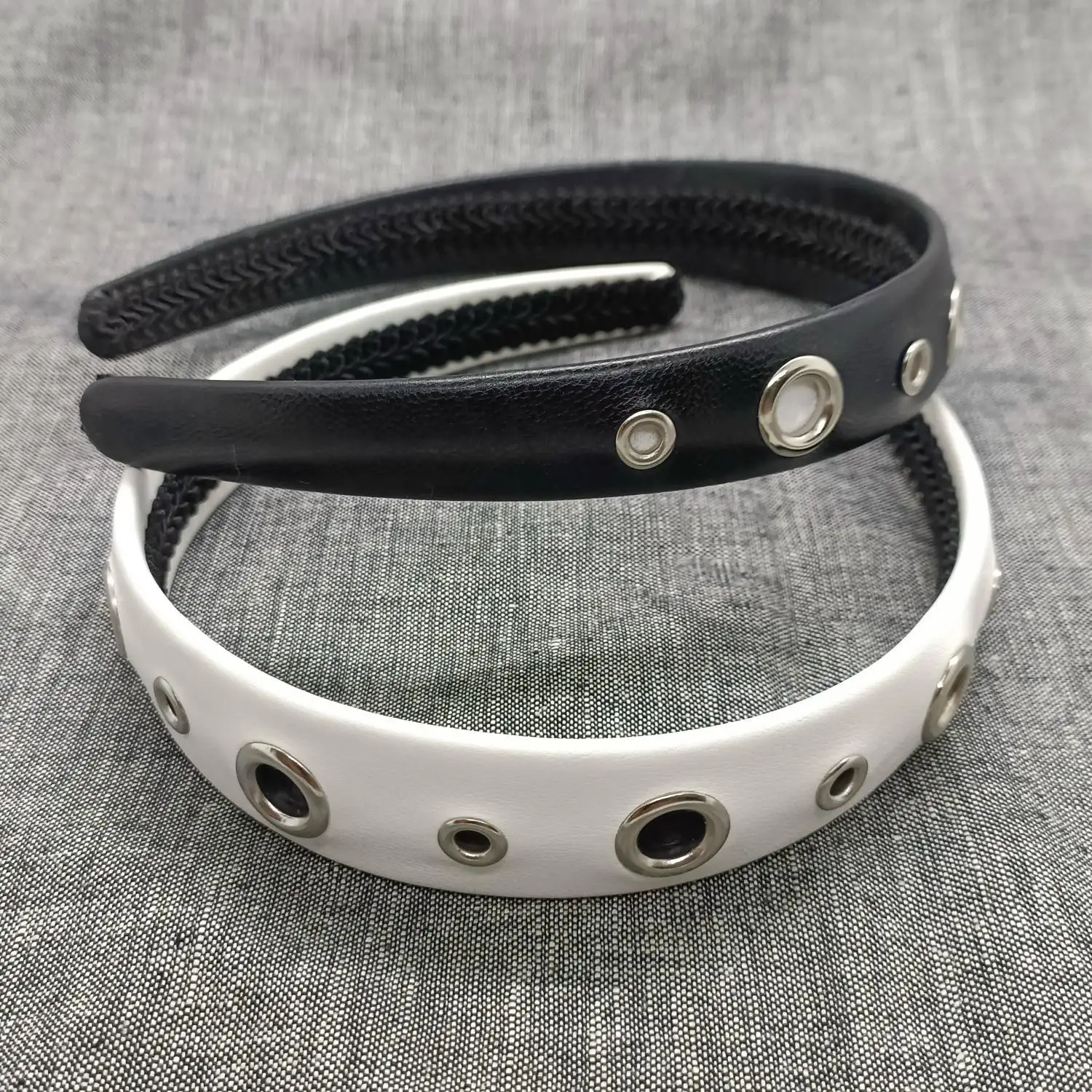 2024 new PU punk headband for Women Metal Rivets Personality Trendy Gottic Hairdband Punk Head Wear Hair Accessories for Female