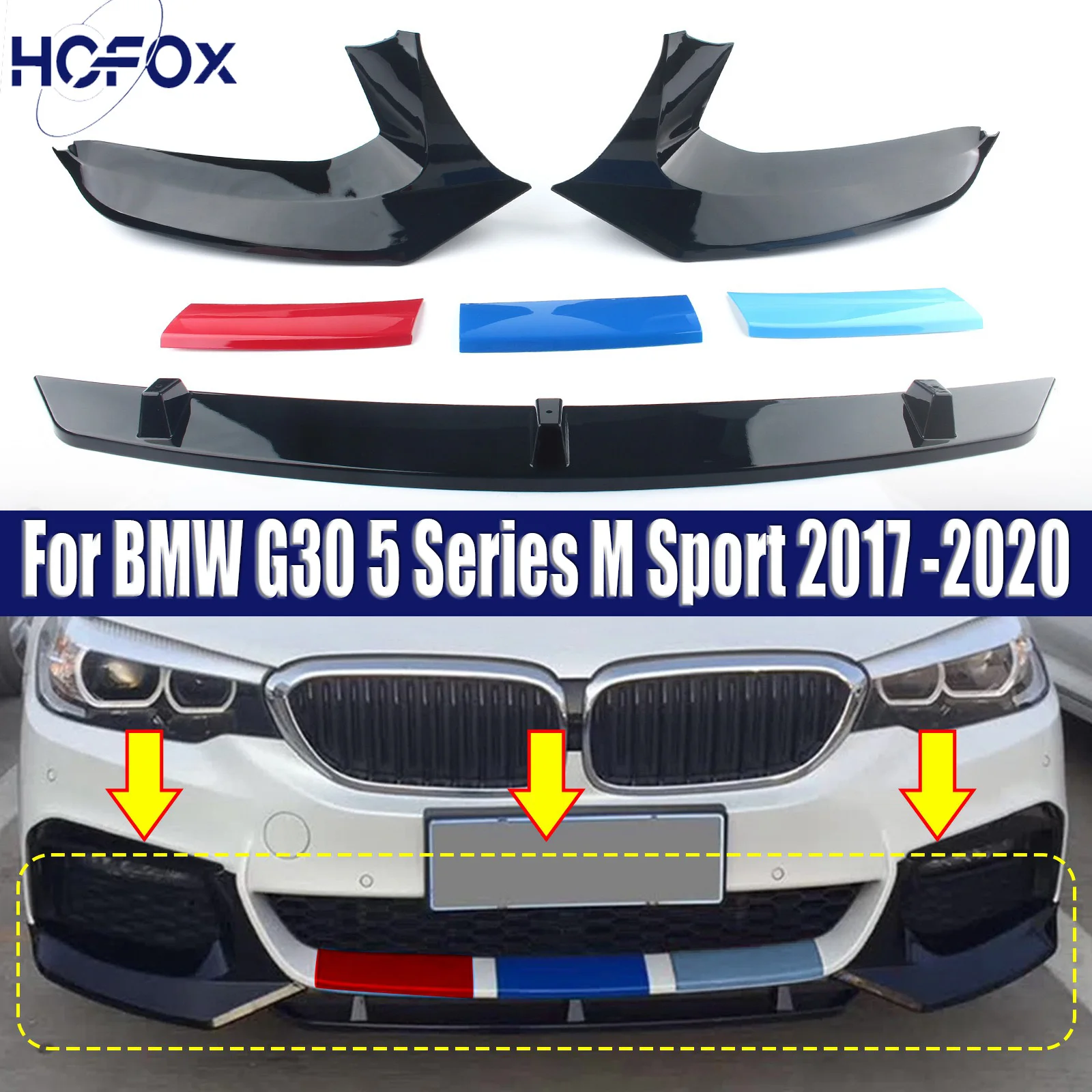 

Front Bumper Lip Spoiler For BMW G30 5 Series M Sport 2017 2018 2019 2020 Front Bumper Protector Lower Blade Splitter Car Stylin
