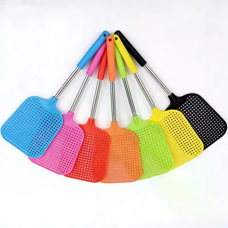 Telescopic Fly Swatters Durable Plastic Heavy Duty Flyswatter With Stainless Mosquito Repellent Tool Home Accessories Tools