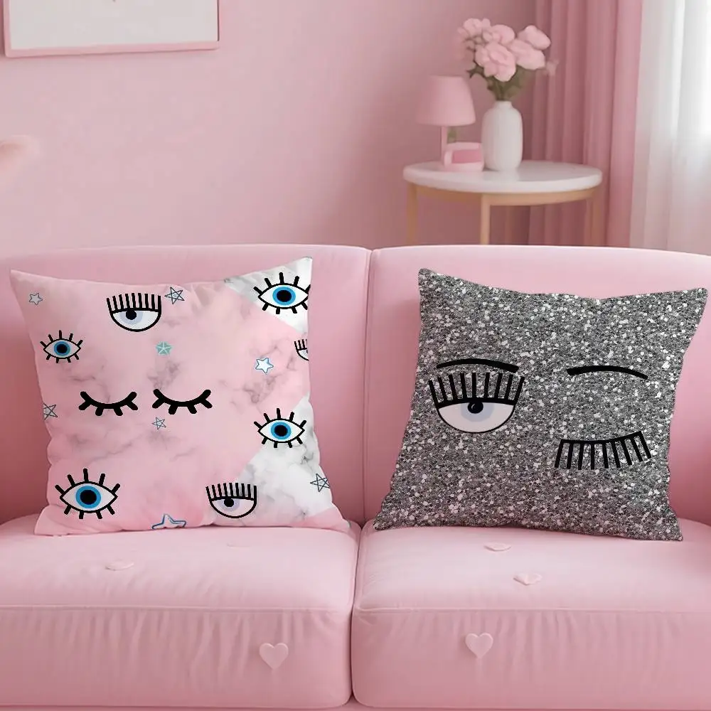 Hot Ferragnies Eyes C-Chiara Pillow Case Anti-dustmite Pillowcase Invisible Zipper Silky Short Plush Sofa Cushion Cover