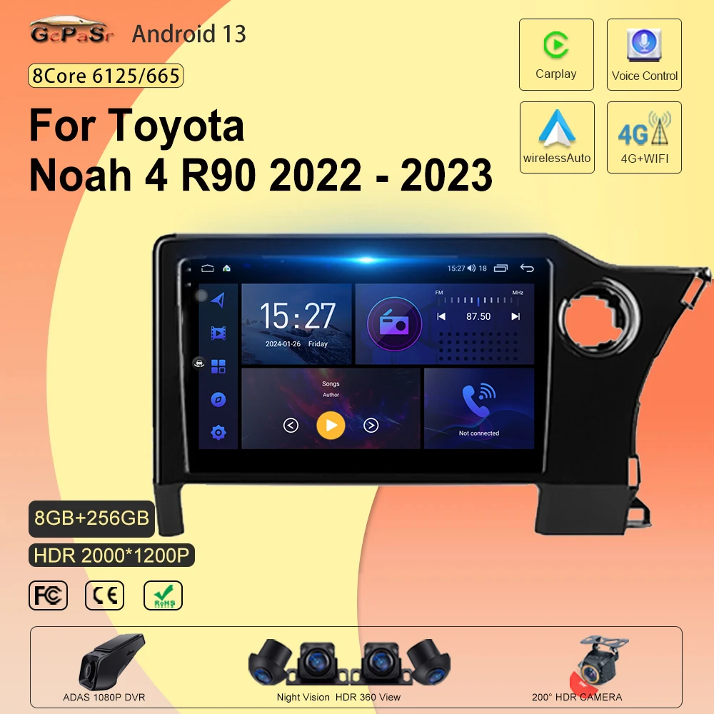 

Car Radio For Toyota Noah 4 R90 2022 - 2023 Android 13 Right hand driver Multimedia Video Player Navigation stereo Car GPS WIFI