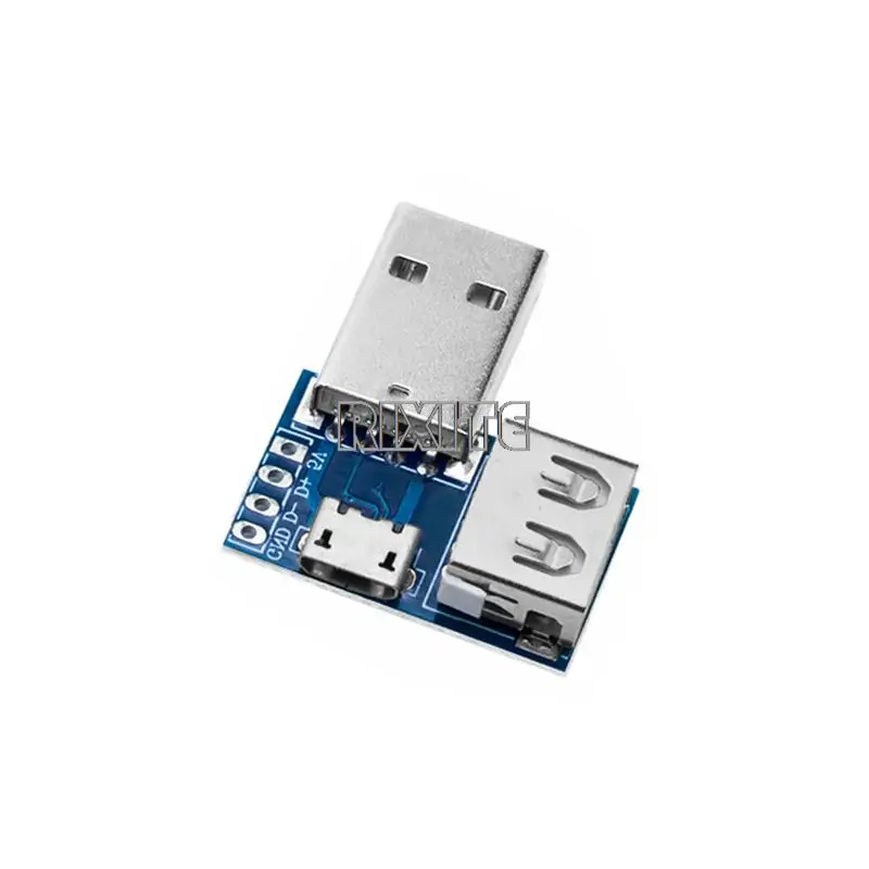 5ชิ้นสวิตช์บอร์ดหัวต่อ USB ขั้วต่อ USB ตัวผู้กับ Type-C Micro ทีเสียบยูเอสบี2.54-4P การถ่ายโอน papan ujian แผ่นอะแดปเตอร์ USB XY-USB4