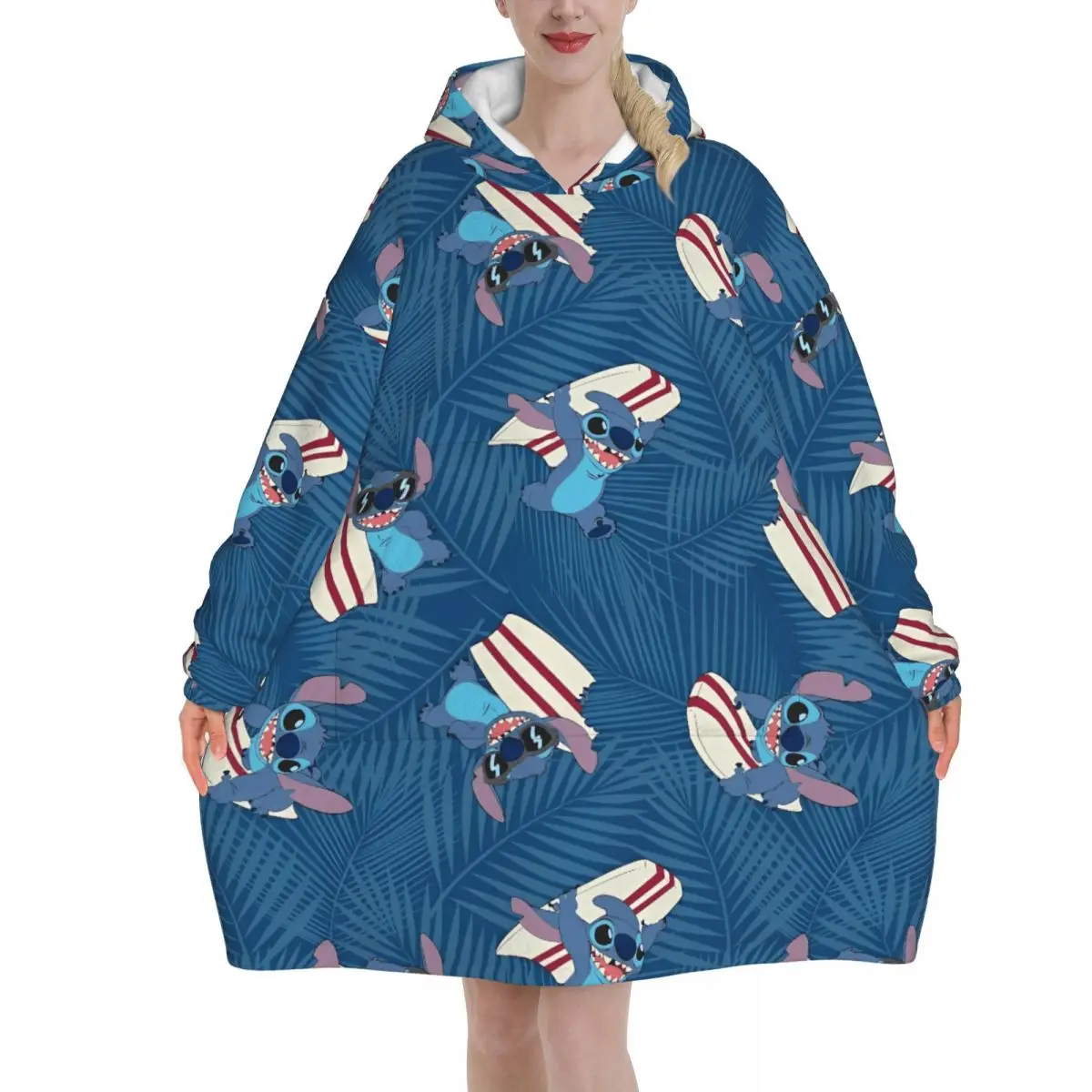 Stitchs Oversized Blanket Hoodie Sweatshirt Long Fleece Hooded Wearable Blanket with Large Pocket for Women Men