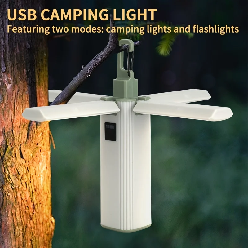 1PC Foldable Outdoor Adventure Camping Light Portable Rechargeable Hanging Tent Flashlight Camping Lamp Can Hung Indoors And Out